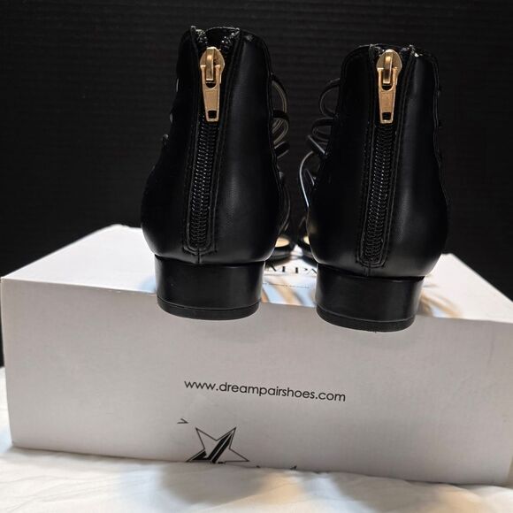 Strappy Black Shoes Women's Size 7 Summer Sandals, Dream Pairs, Square Toe NEW - Picture 6 of 14